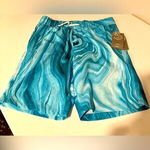 B4 ALL Teal Wave Marble Boy’s Board Short Swimming Trunks Size 14